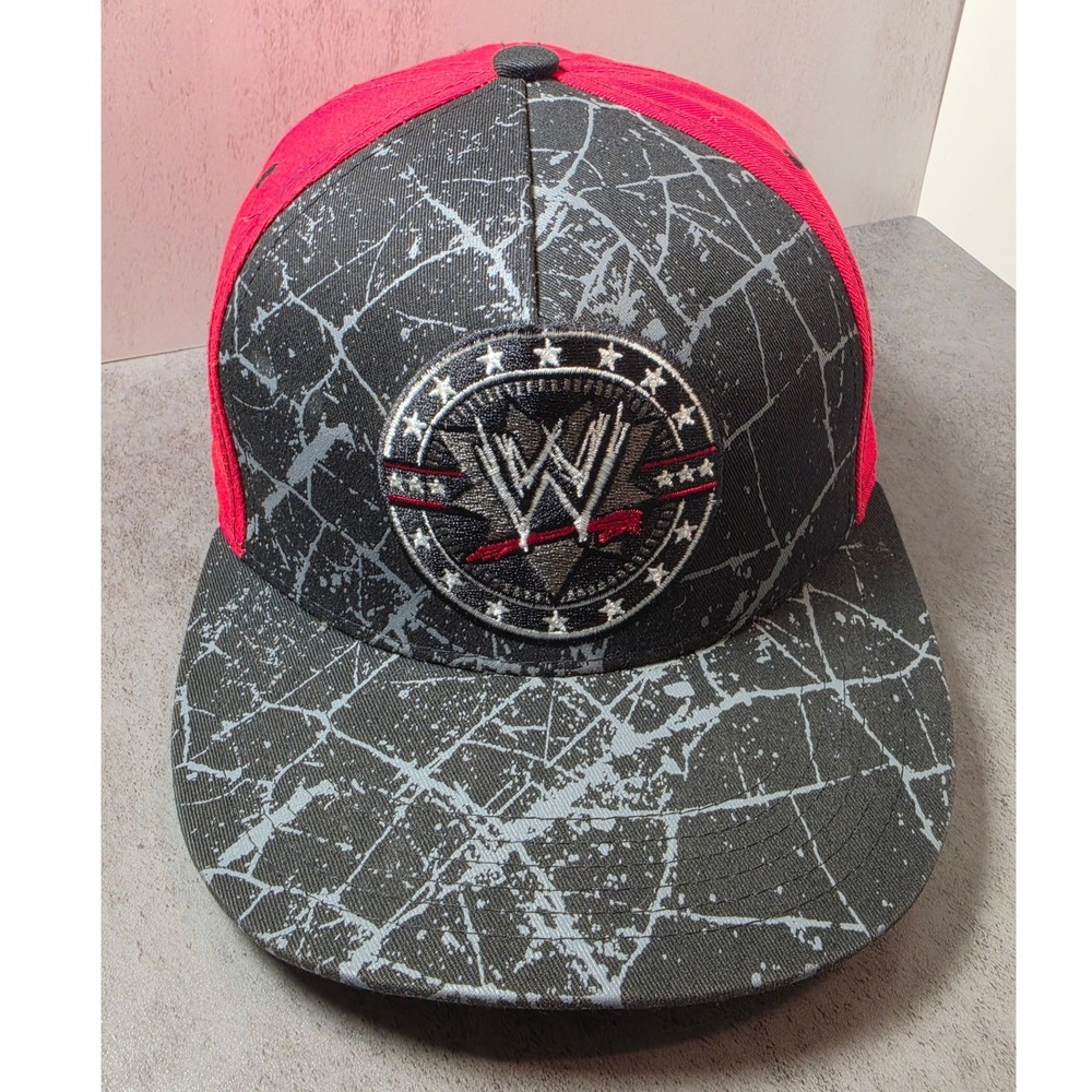 WWE Snapback Hat Marble Pattern Embroidered Logo Flat Brim 2014 Wrestling